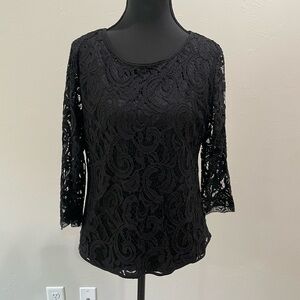 Adrianna Papell Black Lace Blouse